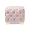 Baxton Studio Avara Pink Velvet Upholstered Gold Finished Button Tufted Ottoman 153-9373 - alternate 4